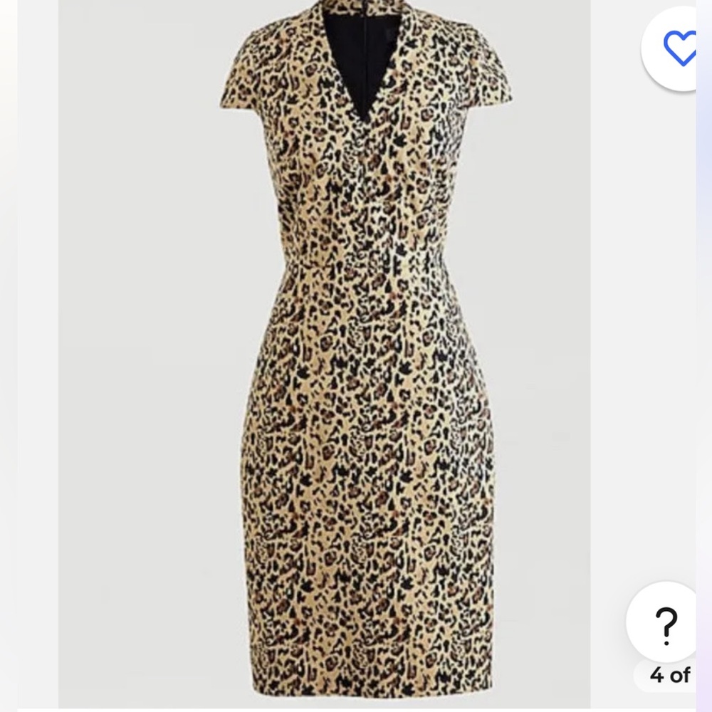 NWT JCREW $168 V-neck sheath dress in leopard print Sz4 AK630